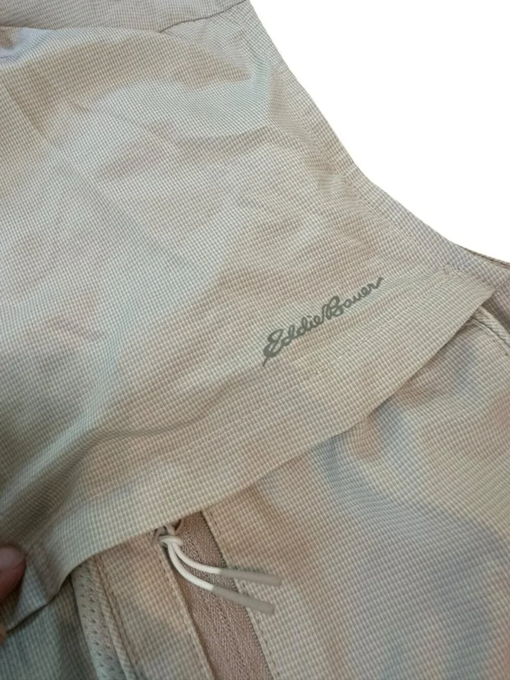 Eddie Bauer Vest Womens XL Cream Travel Safari Utility Fishing Pockets Logo Fish - Picture 5 of 6